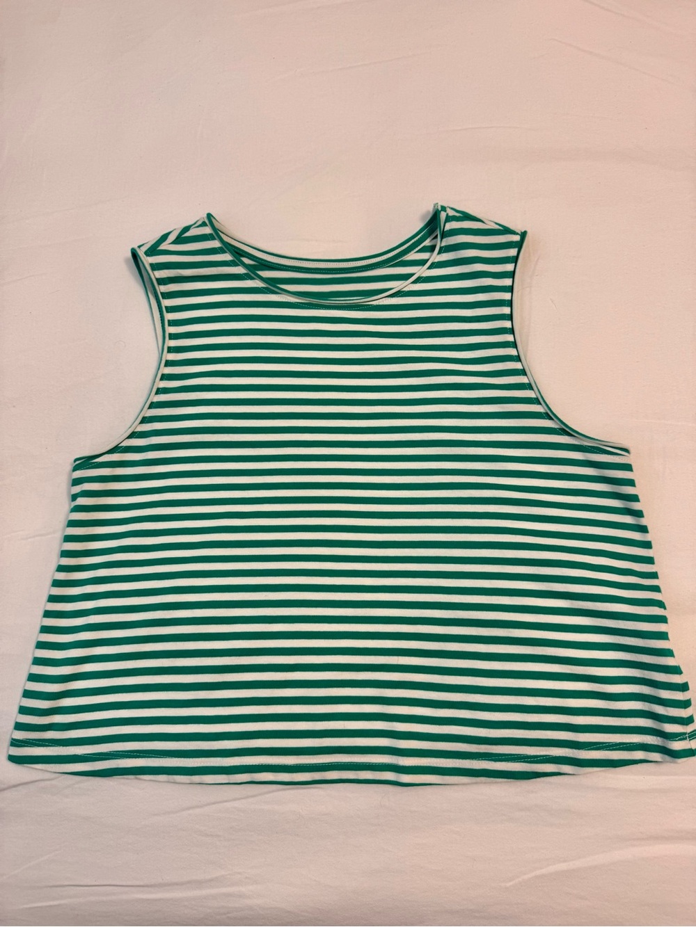 Universal Thread Green & White Striped Cropped Tank Top Size Small